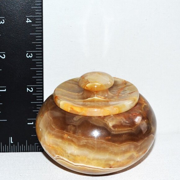 Round Marble Storage And Trinket Jar With Lid Home Decor Vanity Accessory - Picture 8 of 8